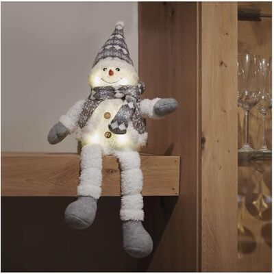 EMOS Sneeuwpop met 6 leds, kerstdecoratie, zittende sneeuwpop met jas en spitse muts, verlichte winterfiguur met hangende poten, 21 x 31 cm, lichtkleur wit EMOS Sneeuwpop met 6 leds, kerstdecoratie, zittende sneeuwpop met jas en spitse muts, verlichte winterfiguur met hangende poten, 21 x 31 cm, lichtkleur wit