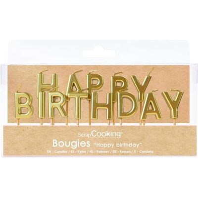 ScrapCooking Gouden kaarsen "Happy Birthday" Verjaardagskaarsen Gouden Letters Decoratie voor Kinderen Volwassenen In Paraffine met Spikes Accessoires voor Bakken 4824 ScrapCooking Gouden kaarsen "Happy Birthday" Verjaardagskaarsen Gouden Letters Decoratie voor Kinderen Volwassenen In Paraffine met Spikes Accessoires voor Bakken 4824