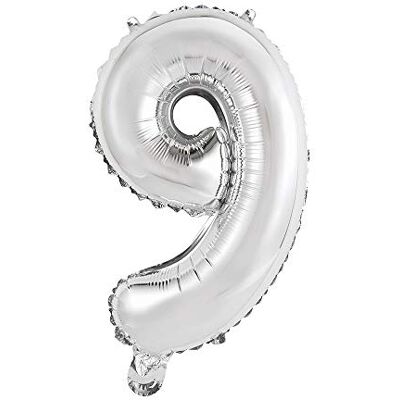 Unique 145142 folieballon cijfer 9, 35,6 cm Unique 145142 folieballon cijfer 9, 35,6 cm