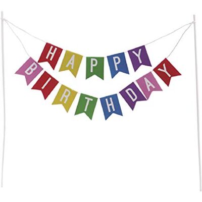 dekora Verjaardagstaartdecoratie met kleurrijke wimpels Happy Birthday dekora Verjaardagstaartdecoratie met kleurrijke wimpels Happy Birthday