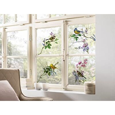 Komar 16007 Wedding Birds Raamfolie, zelfklevend, herpositioneerbaar, zangvogels en tuinvogels, 2 stuks Komar 16007 Wedding Birds Raamfolie, zelfklevend, herpositioneerbaar, zangvogels en tuinvogels, 2 stuks
