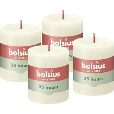 BOLSIUS Rustieke pilaar kaars, ivoor, 8 x 7 cm (Pack 4) BOLSIUS Rustieke pilaar kaars, ivoor, 8 x 7 cm (Pack 4)