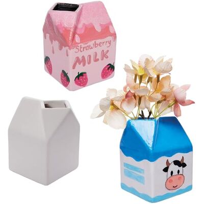 Baker Ross VC122 Vases en céramique brique de lait Lot de 2, vases à fleurs à peindre soi-même Baker Ross VC122 Vases en céramique brique de lait Lot de 2, vases à fleurs à peindre soi-même