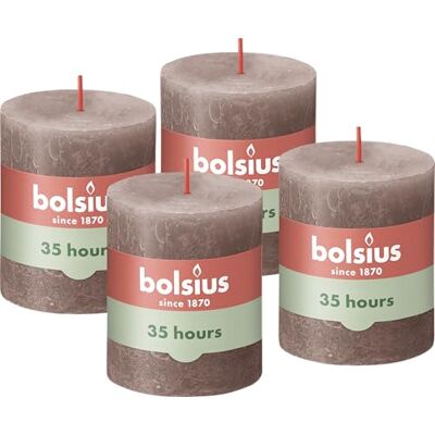 BOLSIUS Rustieke kaars taupe 8 cm 4 stuks ongeparfumeerd BOLSIUS Rustieke kaars taupe 8 cm 4 stuks ongeparfumeerd