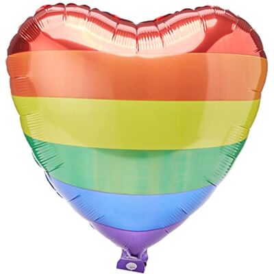 amscan Heart Shape Foil PC regenboog hart folieballon 1 stuk, 10133459, Sd-h: Rainbow Fun, Small amscan Heart Shape Foil PC regenboog hart folieballon 1 stuk, 10133459, Sd-h: Rainbow Fun, Small