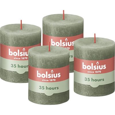 BOLSIUS Rustieke pilaar kaars, donkergroen, 8 x 7 cm (Pack 4) BOLSIUS Rustieke pilaar kaars, donkergroen, 8 x 7 cm (Pack 4)