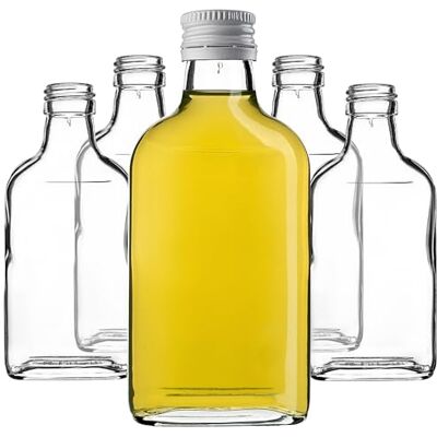 KADAX 50 stuks glazen flessen van 200 ml met schroefsluiting, lege flessen om te vullen, mini-likeurflessen, alcoholflessen (wit) KADAX 50 stuks glazen flessen van 200 ml met schroefsluiting, lege flessen om te vullen, mini-likeurflessen, alcoholflessen (wit)
