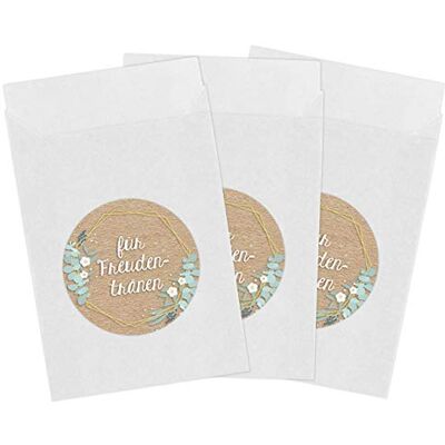 Papierdrachen 50 witte papieren zakken en 50 stuks vrolijke tranenstickers voor bruiloft verpakking voor tranen van vreugde vintage decoratie (papieren zakken en stickers) 7 stuks Papierdrachen 50 witte papieren zakken en 50 stuks vrolijke tranenstickers voor bruiloft verpakking voor tranen van vreugde vintage decoratie (papieren zakken en stickers) 7 stuks