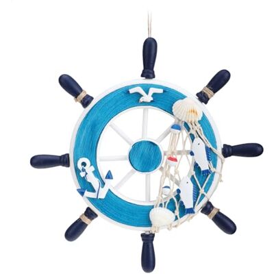 com-four ® 1 x decoratief stuur van hout, maritieme decoratie om op te hangen com-four ® 1 x decoratief stuur van hout, maritieme decoratie om op te hangen