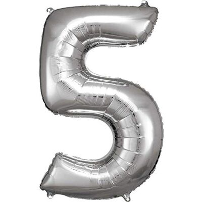 amscan 9906290 enorme folieballon cijfer 5 grootte 58 x 86 cm zilver XXL heliumballon verjaardag feestdecoratie amscan 9906290 enorme folieballon cijfer 5 grootte 58 x 86 cm zilver XXL heliumballon verjaardag feestdecoratie