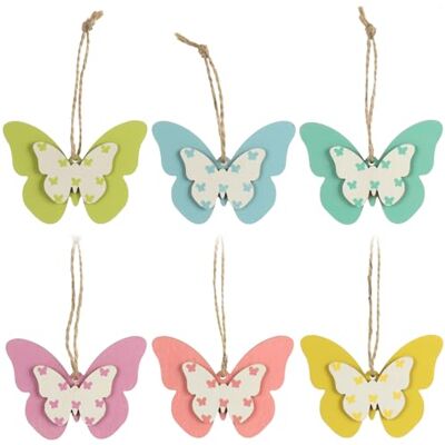 com-four ® 6 x decoratieve houten kleerhangers kleurrijke vlinders om op te hangen com-four ® 6 x decoratieve houten kleerhangers kleurrijke vlinders om op te hangen