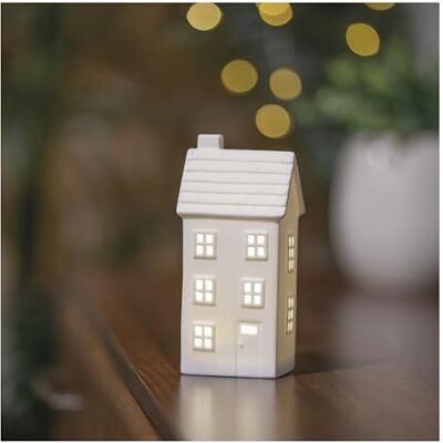 EMOS Led-tuinhuis van keramiek met warm wit licht, 1 knoopcel en timer Lichtgevend winterhuis op batterijen, 1 x CR2032 inbegrepen Timer om in te schakelen EMOS Led-tuinhuis van keramiek met warm wit licht, 1 knoopcel en timer Lichtgevend winterhuis op batterijen, 1 x CR2032 inbegrepen Timer om in te schakelen