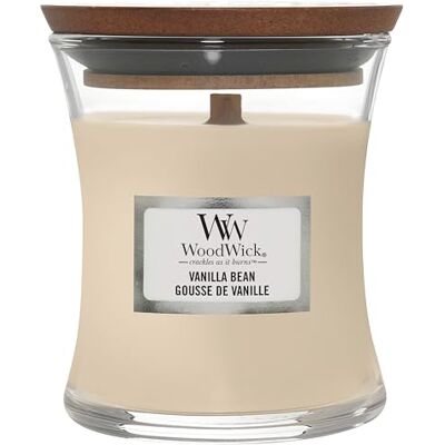 WoodWick Middelgrote geurkaars in zandloperglas met knetterende lont Vanilla Bean Brandduur tot 20 uur WoodWick Middelgrote geurkaars in zandloperglas met knetterende lont Vanilla Bean Brandduur tot 20 uur