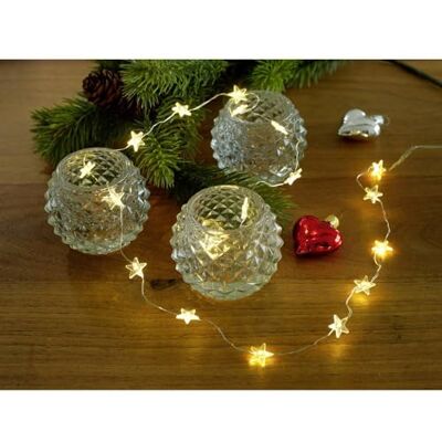 Konstsmide , Decoratieve lichtketting met 40 sterren, transparant, met aan/uit-schakelaar en glittereffect, 40 warmwitte diodes, werkt op batterijen, binnendraad, zilverdraad, 3139-103, Konstsmide , Decoratieve lichtketting met 40 sterren, transparant, met aan/uit-schakelaar en glittereffect, 40 warmwitte diodes, werkt op batterijen, binnendraad, zilverdraad, 3139-103,