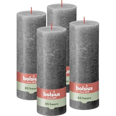 BOLSIUS Rustieke Pillar Candle Antraciet 19 cm Pack 4 BOLSIUS Rustieke Pillar Candle Antraciet 19 cm Pack 4