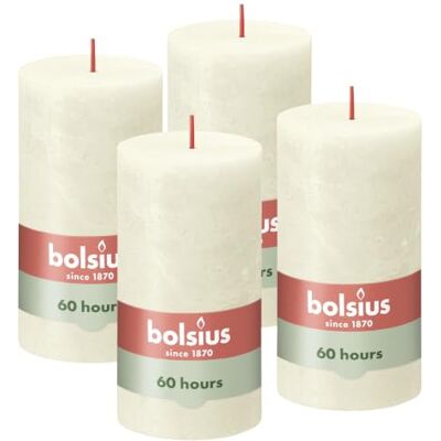 BOLSIUS Rustieke pilaar kaars, ivoor, 13 x 7 cm (Pack 4) BOLSIUS Rustieke pilaar kaars, ivoor, 13 x 7 cm (Pack 4)