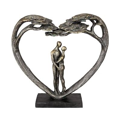GILDE Casablanca Sculpture Love Tree hars brons hoogte 31,5 cm paar hartvorm decoratie cadeau woonkamer sculpturen GILDE Casablanca Sculpture Love Tree hars brons hoogte 31,5 cm paar hartvorm decoratie cadeau woonkamer sculpturen
