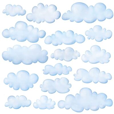 DECOWALL DW-1702 Muurstickers voor kinderkamer, afneembaar, wolken DECOWALL DW-1702 Muurstickers voor kinderkamer, afneembaar, wolken