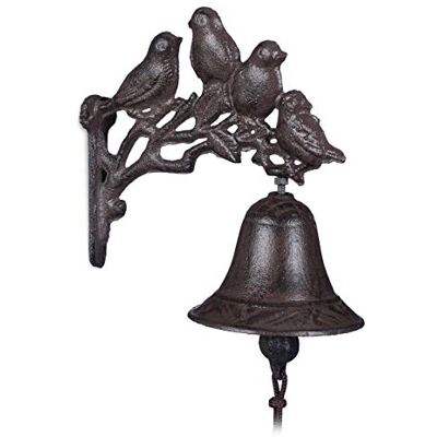 Relaxdays Gietijzeren deurbel, vogelmotief, antiek, landelijke stijl, wandbel, decoratie, bruin Relaxdays Gietijzeren deurbel, vogelmotief, antiek, landelijke stijl, wandbel, decoratie, bruin