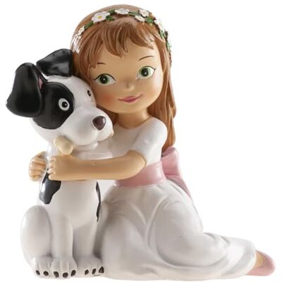 dekora Communie-taartdecoratie: zittend meisje met hond 11,5 cm taartdecoratie van hars in levensmiddelenkwaliteit perfect voor feesten en communiefeesten dekora Communie-taartdecoratie: zittend meisje met hond 11,5 cm taartdecoratie van hars in levensmiddelenkwaliteit perfect voor feesten en communiefeesten