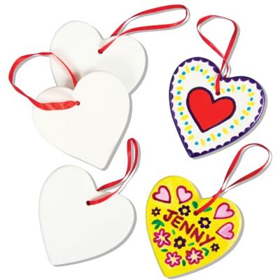 Baker Ross Set van 5 hartvormige decoraties om op te hangen van porselein, ideaal als cadeau voor Valentijnsdag Baker Ross Set van 5 hartvormige decoraties om op te hangen van porselein, ideaal als cadeau voor Valentijnsdag