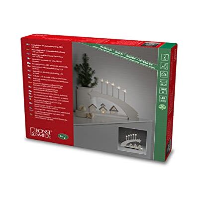 Konstsmide Lichtgevend/Silhouette Village met sterdecoratie, werkt op 2 AA-batterijen (behalve)/warm wit houten kerstscène Konstsmide Lichtgevend/Silhouette Village met sterdecoratie, werkt op 2 AA-batterijen (behalve)/warm wit houten kerstscène