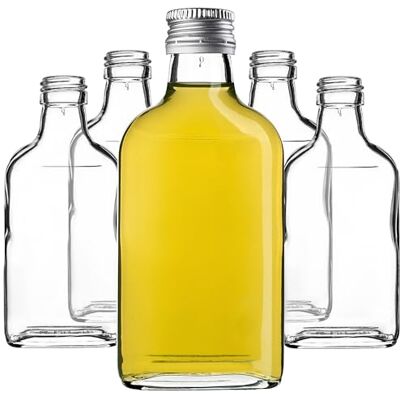 KADAX 50 stuks lege flesjes om te vullen, 200 ml, kleine glazen flessen met schroefsluiting, zilver KADAX 50 stuks lege flesjes om te vullen, 200 ml, kleine glazen flessen met schroefsluiting, zilver