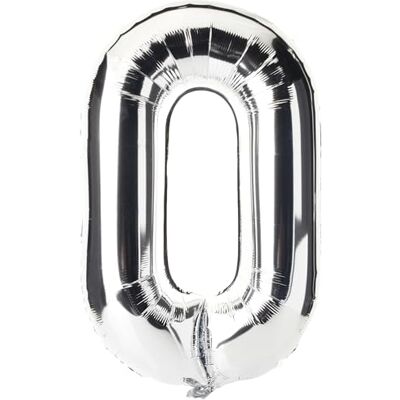 Unique Party 53820 reuzenballon nummer 0-86 cm zilver Unique Party 53820 reuzenballon nummer 0-86 cm zilver