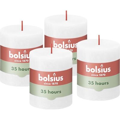 BOLSIUS Rustieke pilaar kaars, wit, 8 x 7 cm (Pack 4) BOLSIUS Rustieke pilaar kaars, wit, 8 x 7 cm (Pack 4)