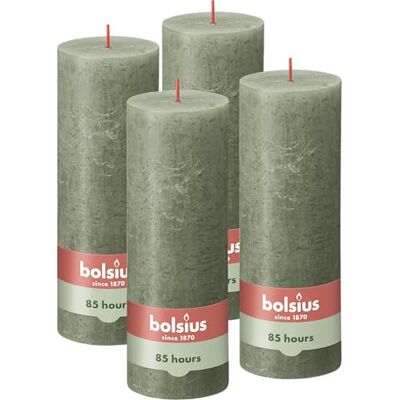 BOLSIUS Rustieke Pillar Candle Donkergroen Pak van 4 Lange brandtijd van 85 uur Huishoudelijke kaars Interieurdecoratie Ongeparfumeerd Natuurlijke Vegan Wax Geen Palmolie 190 x 70 mm BOLSIUS Rustieke Pillar Candle Donkergroen Pak van 4 Lange brandtijd van 85 uur Huishoudelijke kaars Interieurdecoratie Ongeparfumeerd Natuurlijke Vegan Wax Geen Palmolie 190 x 70 mm