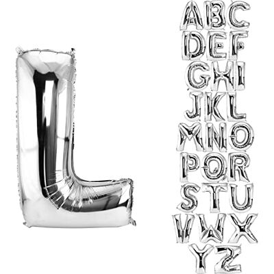 DekoRex Ballon zilver 82 cm ballon verjaardag bruiloft decoratie (letter L) DekoRex Ballon zilver 82 cm ballon verjaardag bruiloft decoratie (letter L)
