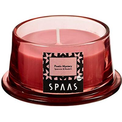 Spaas Geurkaars in laag glas, ± 15 uur poëtisch mysterie Spaas Geurkaars in laag glas, ± 15 uur poëtisch mysterie