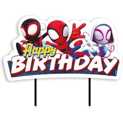 dekora Spidey Happy Birthday taarttopper 17,5 × 15 cm officiële Marvel-taartdecoratie, stevige papieren kaart met voedselveilige stokjes dekora Spidey Happy Birthday taarttopper 17,5 × 15 cm officiële Marvel-taartdecoratie, stevige papieren kaart met voedselveilige stokjes