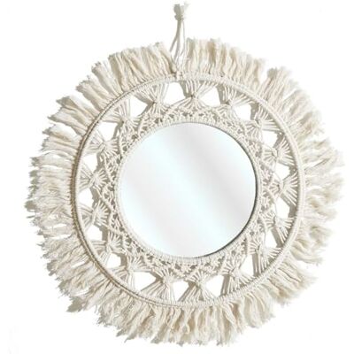 HOME DECO FACTORY , HD0216, wandspiegel D55 cm in Boho Chic design, perfect voor woonkamer of slaapkamer, combineert elegantie en functionaliteit, eenvoudig te installeren, beige kleur HOME DECO FACTORY , HD0216, wandspiegel D55 cm in Boho Chic design, perfect voor woonkamer of slaapkamer, combineert elegantie en functionaliteit, eenvoudig te installeren, beige kleur
