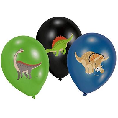 amscan 9903988 ballonnen van latex, Happy Dinosaurus, groen/zwart/blauw, 6 stuks amscan 9903988 ballonnen van latex, Happy Dinosaurus, groen/zwart/blauw, 6 stuks