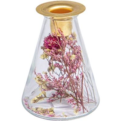 Rayher 46697000 Conische glazen vaas met gedroogde bloemen + kandelaar 12,5 cm hoog, 8 cm diameter, voor steelkaarsen, gedroogde bloemen in glas met kandelaar Rayher 46697000 Conische glazen vaas met gedroogde bloemen + kandelaar 12,5 cm hoog, 8 cm diameter, voor steelkaarsen, gedroogde bloemen in glas met kandelaar