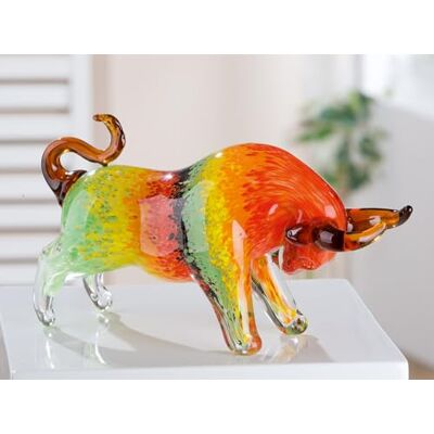 ART Stier decoratief figuur Handgemaakte dierensculptuur Massief getint glas Cadeau en decoratie Veelkleurig Breedte 30 cm ART Stier decoratief figuur Handgemaakte dierensculptuur Massief getint glas Cadeau en decoratie Veelkleurig Breedte 30 cm