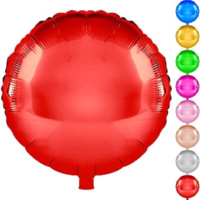 DekoRex 10 stuks 45 cm ronde folieballonnen voor verjaardag decoratie (kleur: rood) DekoRex 10 stuks 45 cm ronde folieballonnen voor verjaardag decoratie (kleur: rood)