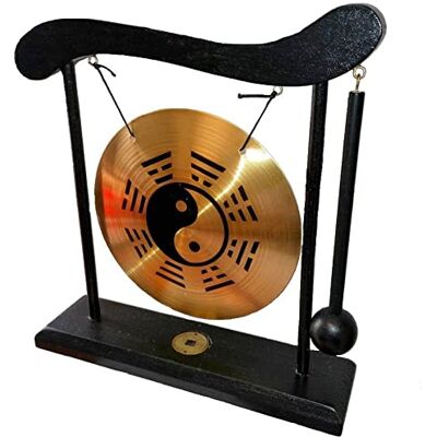 lachineuse Gong op Yin Yang sokkel Zen decoratie van hout en koper Aziatisch decoratief object voor binnen huis kantoor woonkamer cadeau-idee Japan Azië Aziatische traditie lachineuse Gong op Yin Yang sokkel Zen decoratie van hout en koper Aziatisch decoratief object voor binnen huis kantoor woonkamer cadeau-idee Japan Azië Aziatische traditie