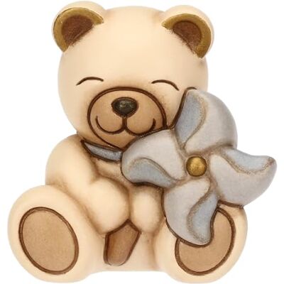 THUN Teddy met lichtblauwe werveling keramiek Bonbonnière collectie 5,2 x 4,1 x 5,2 cm THUN Teddy met lichtblauwe werveling keramiek Bonbonnière collectie 5,2 x 4,1 x 5,2 cm