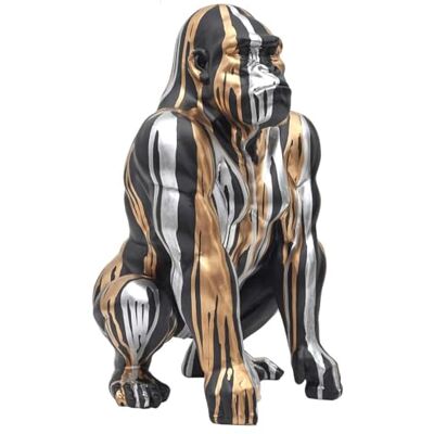 HOME DECO FACTORY , HD0213, schuifgorilla-beeld, modern design, duurzame hars, elegant middelpunt voor binnen, H 45 cm, zwart/goud/zilver, kunststof polyresin HOME DECO FACTORY , HD0213, schuifgorilla-beeld, modern design, duurzame hars, elegant middelpunt voor binnen, H 45 cm, zwart/goud/zilver, kunststof polyresin