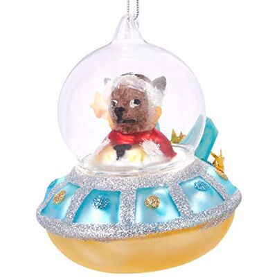 BRUBAKER UFOI met kersthelper blauw handbeschilderde glazen ballen mondgeblazen kerstboomornamenten grappige figuren decoratie hanger kerstboom bal 10 cm BRUBAKER UFOI met kersthelper blauw handbeschilderde glazen ballen mondgeblazen kerstboomornamenten grappige figuren decoratie hanger kerstboom bal 10 cm