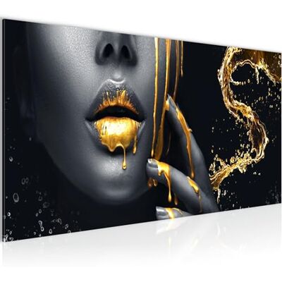 041512a Wandafbeelding, mond, goud, zwart, 1 stuk, modern, vliesstof, woonkamer, schoonheid, mode, dame 041512a Wandafbeelding, mond, goud, zwart, 1 stuk, modern, vliesstof, woonkamer, schoonheid, mode, dame