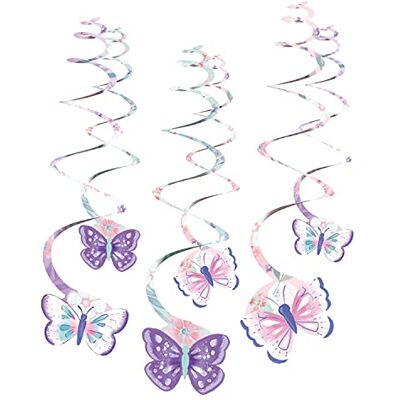 amscan 9909728 Spiraaldecoratie, 61 cm, vlindermotief, 6 stuks amscan 9909728 Spiraaldecoratie, 61 cm, vlindermotief, 6 stuks