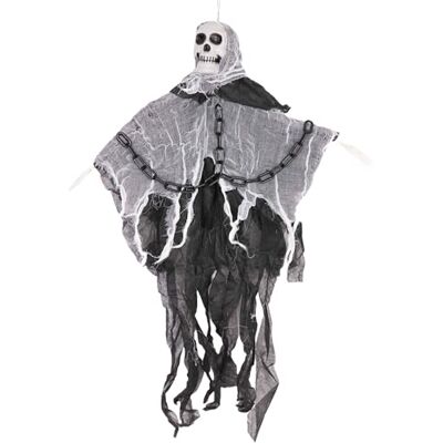 SHATCHI Geest schedel ketting 90 cm Halloween decoratie hangende Magere Man Spookhuis Griezelig PVC zwart SHATCHI Geest schedel ketting 90 cm Halloween decoratie hangende Magere Man Spookhuis Griezelig PVC zwart