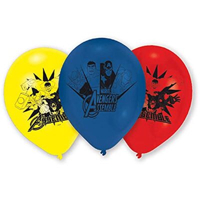 amscan Avengers ballonnen 23 cm 6 stuks geel/blauw/rood amscan Avengers ballonnen 23 cm 6 stuks geel/blauw/rood