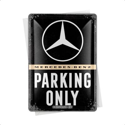 Mercedes-Benz Retro ansichtkaart van plaatstaal 10 x 14 cm Parking Only cadeau-idee voor fans van Mercedes-Benz accessoires, metalen ansichtkaart, mini-tinnen bord als kaart Mercedes-Benz Retro ansichtkaart van plaatstaal 10 x 14 cm Parking Only cadeau-idee voor fans van Mercedes-Benz accessoires, metalen ansichtkaart, mini-tinnen bord als kaart