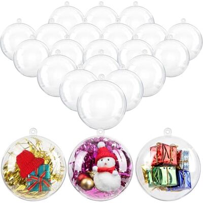 Uten Set van 20 transparante ronde acrylkerstballen voor het versieren van de kerstboom (8 cm) Uten Set van 20 transparante ronde acrylkerstballen voor het versieren van de kerstboom (8 cm)