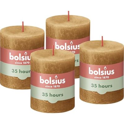 BOLSIUS Rustieke pilaar kaars, geel, 8 x 7 cm (Pack 4) BOLSIUS Rustieke pilaar kaars, geel, 8 x 7 cm (Pack 4)