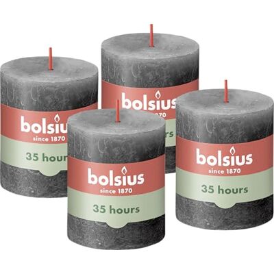 BOLSIUS Rustieke pijler kaars, antraciet, 8 x 7 cm (Pack 4) BOLSIUS Rustieke pijler kaars, antraciet, 8 x 7 cm (Pack 4)
